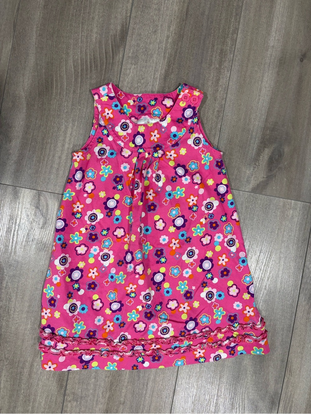 Hanna Andersson Playing Favorites Floral Dress 3T Pink Cotton Ruffle Hem